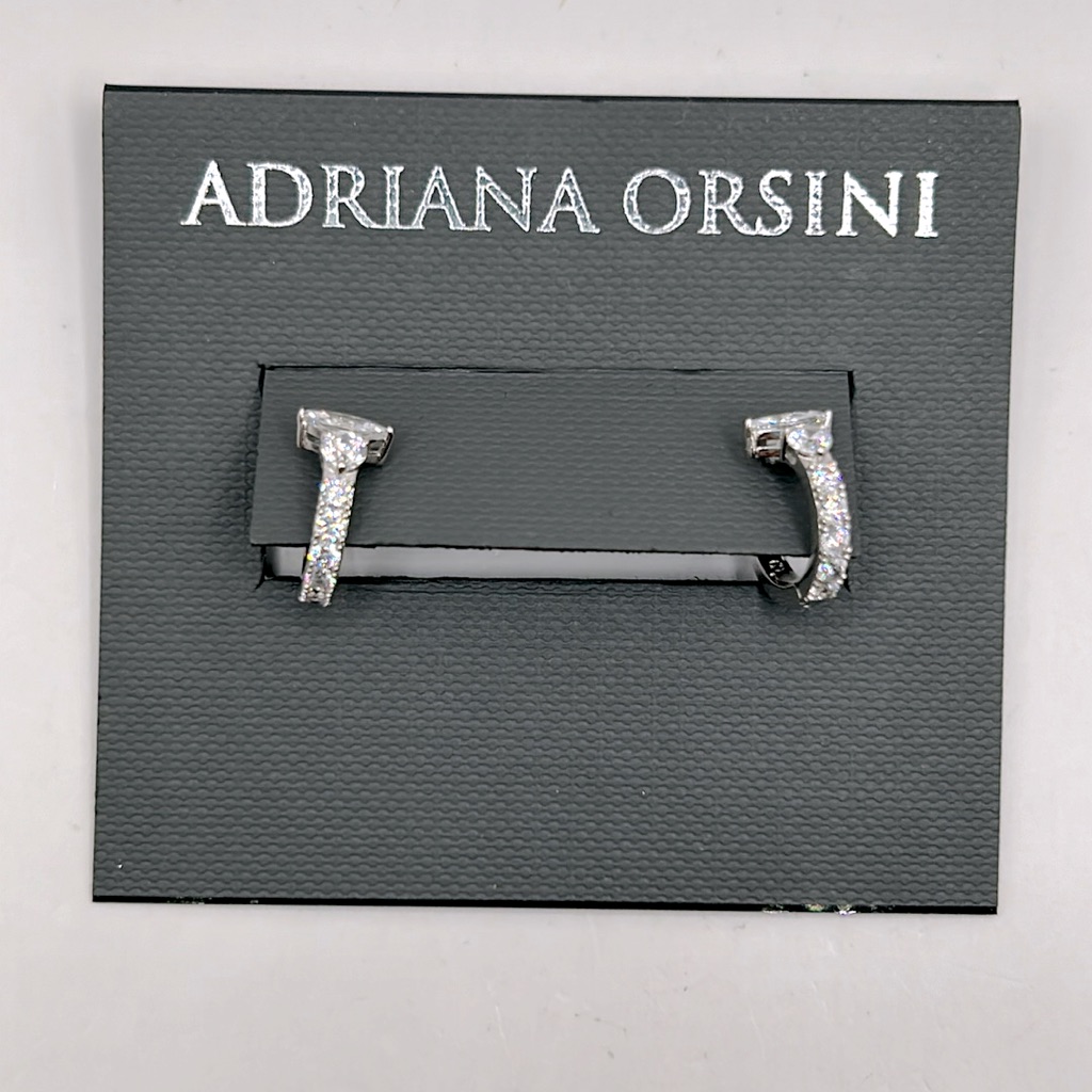 Adriana Orsini Silver Plated Cz Huggie Hoops Nwt